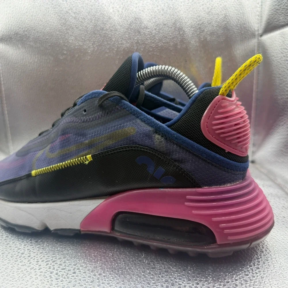 Size 8 Nike Air Max 2090 Blue Void‎ Active Fuchsia Mens Lace-Up Athletic Sneaker